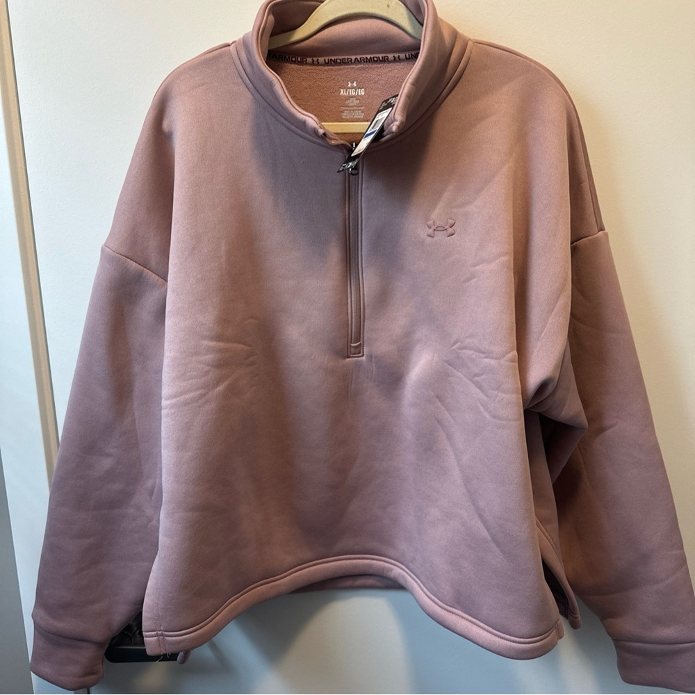 Under Armour Women’s XL Quarter Zip Pullover Sweatshirt Pink Athleisure NWT